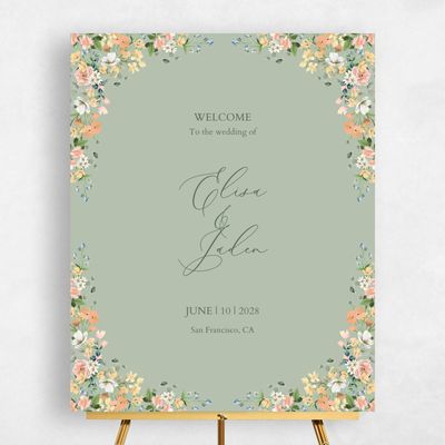Laurel Green Wedding Sign - Pourpier Portrait