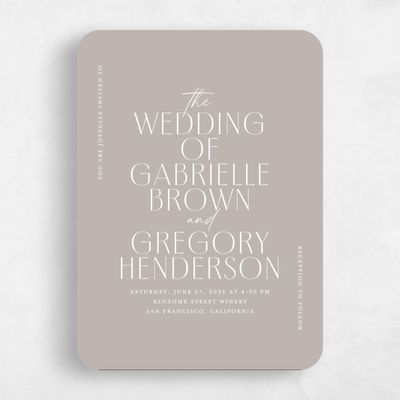 Brown Rounded Wedding Invitation - Brooklyn Portrait