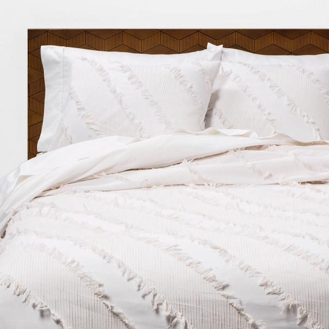 White Diagonal Textured K Duvet & Sham Set - Opalhouse™