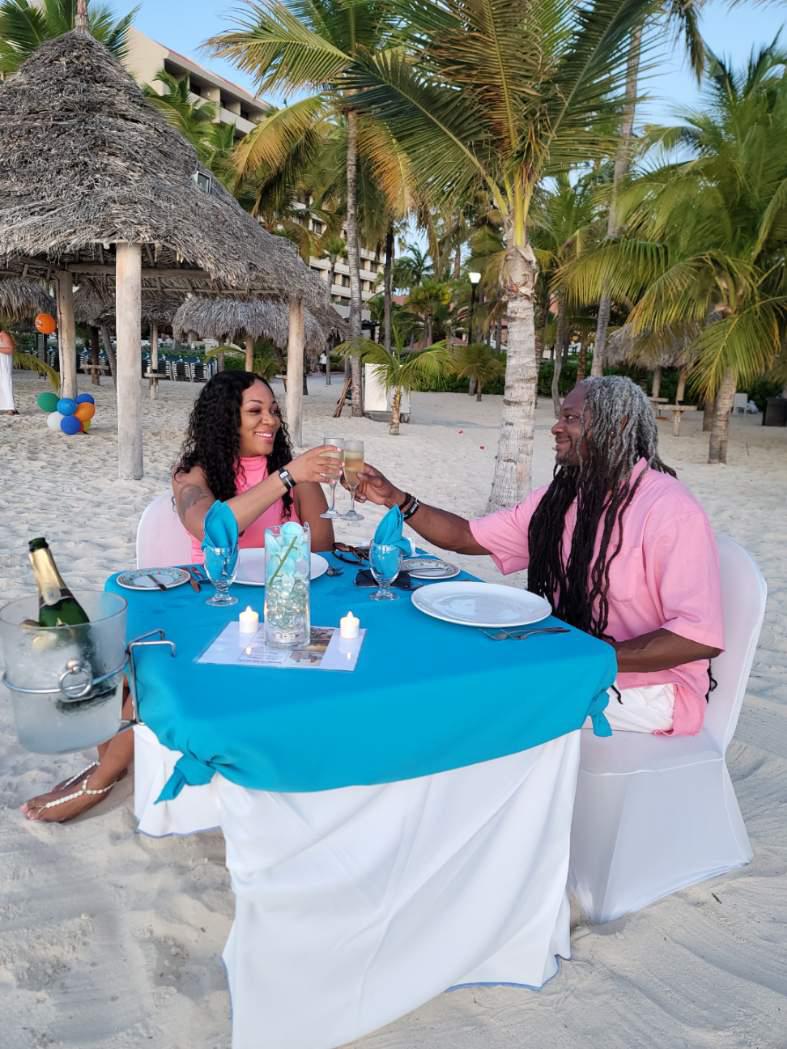 Birthday dinner on the beach in Aruba