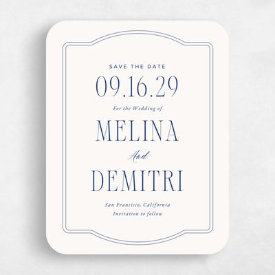 Blue Rounded Wedding Save the Date - Ivette Portrait