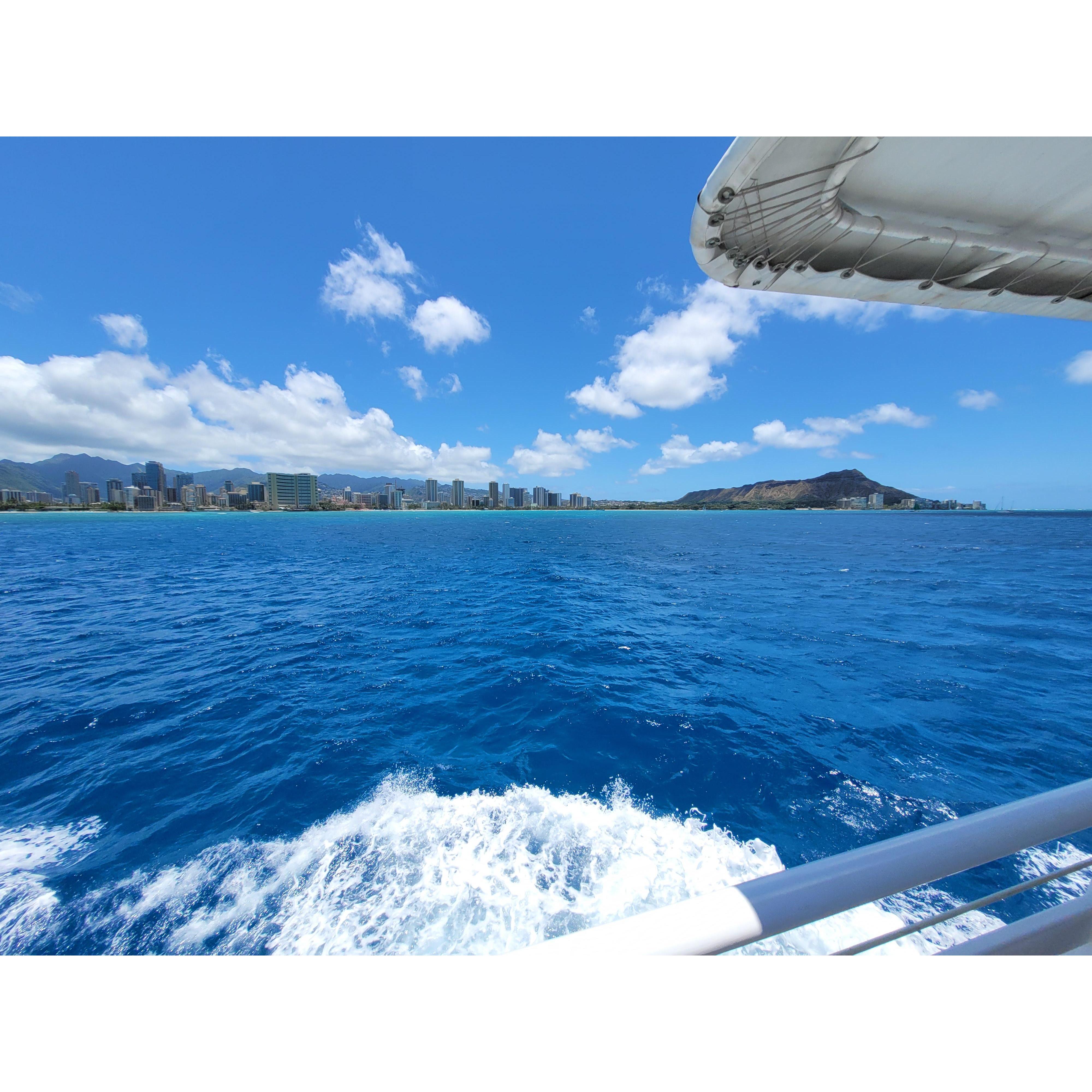 Waikiki on left, Diamondhead on right