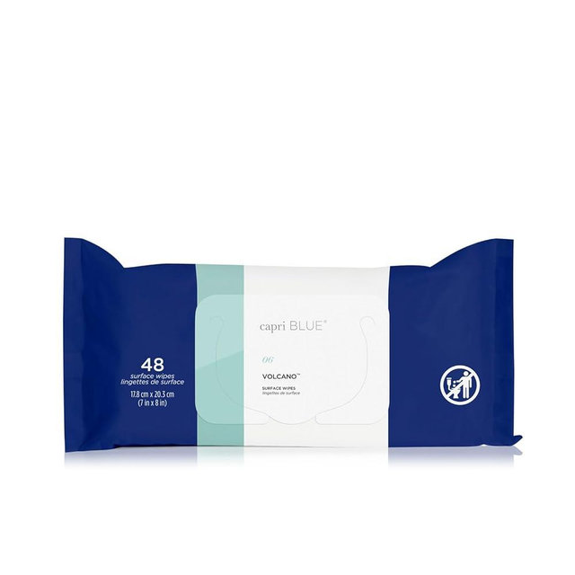 Capri Blue Volcano Multi Surface Wipes - Multi-Purpose Cleaning Wipes with Grapefruit & Tangerine Essential Oils - Safe for Countertops, Walls, and More - Non-toxic, Vegan & Cruelty Free (48 count)