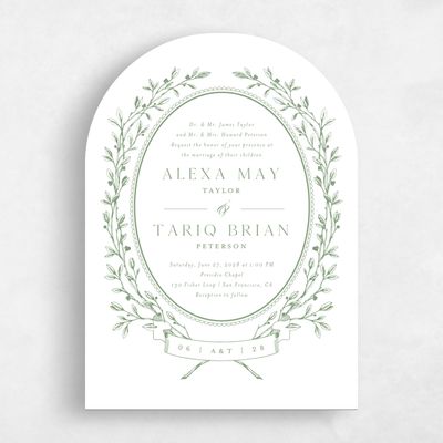 Green Arch Wedding Invitation - Hetherton Portrait