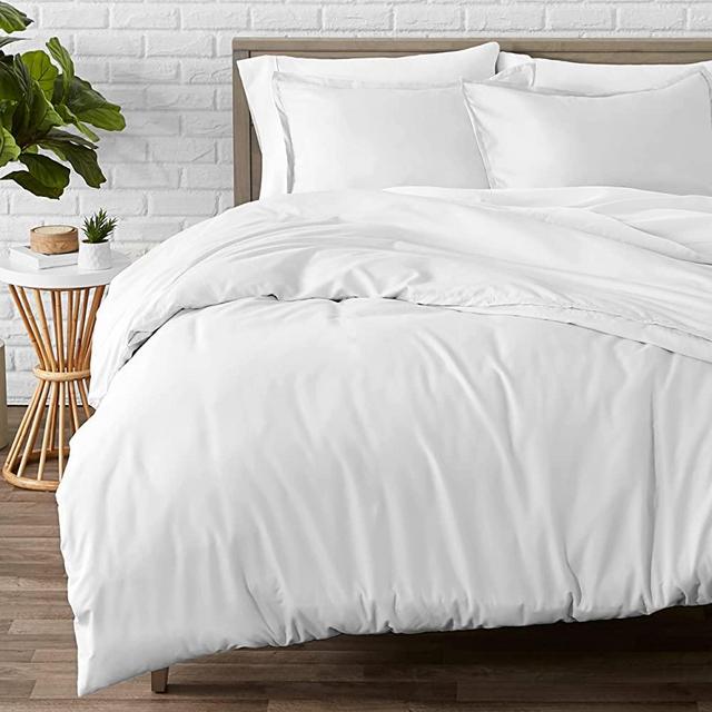 Bare Home Duvet Cover Queen Size - Premium 1800 Super Soft Duvet Covers Collection - Lightweight, Cooling Duvet Cover - Soft Textured Bedding Duvet Cover (Queen, White)