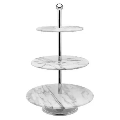 Godinger® La Cucina 3-Tier Marble Server in White/Grey