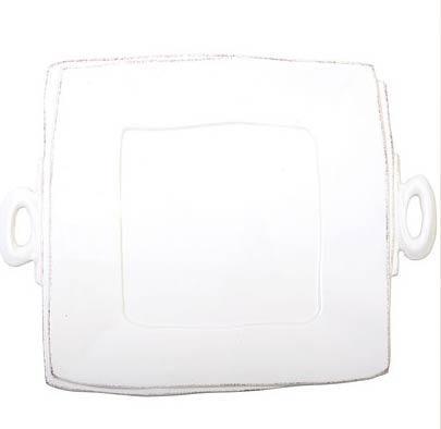 VIETRI Lastra White Handled Square Platter