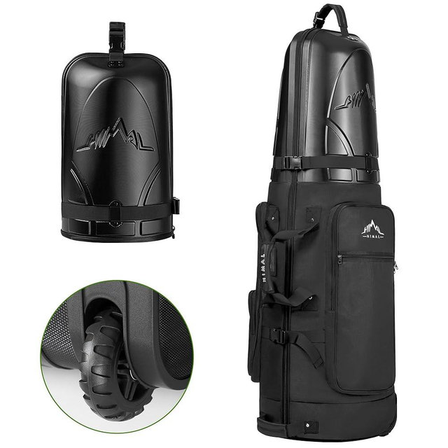UNIHIMAL Golf Travel Bag with Hard Case Top, 1680D Heavy Duty Oxford Golf Club Travel Bags for Airlines with Wheels Easy to Maneuver