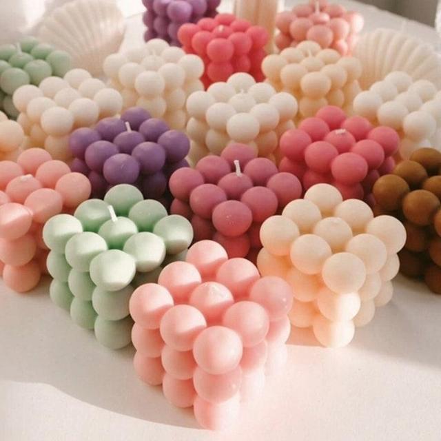 Luxury Bubble Cube Candle - Home Decor Candles Unscented - Wedding Favor - Perfect Gift Him or Her Candle - Colors - Rubix Cube Candles