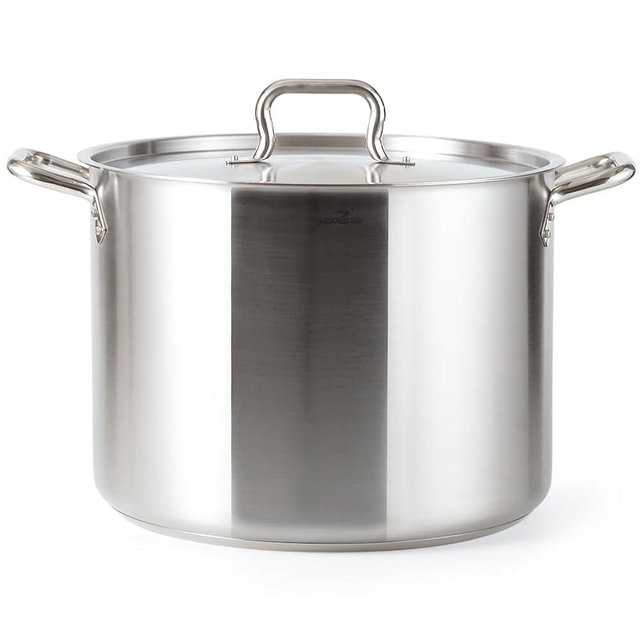HOMICHEF 39 Quart LARGE Stainless Steel Stock Pot with Lid - NICKEL FREE Stainless Steel Healthy Stockpots with Lids 39 Quart - Matte Polished Induction Stockpot - Commercial Grade Soup Pots