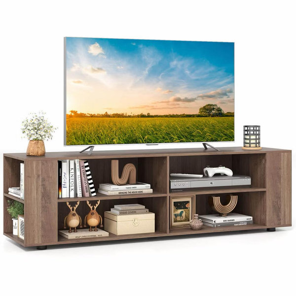 Costway 59'' Wood TV Stand Console Storage Entertainment Media Center w/ Adjustable Shelf