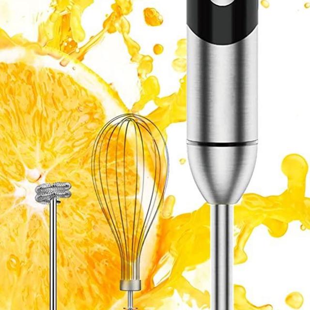 Stainless Steel Titanium Reinforced 3-in-1 Immersion Hand Blender, Powerful with 80% Sharper Blades, 12-Speed Corded Blender, Including Whisk and Milk Frother (3-in 1 Black)