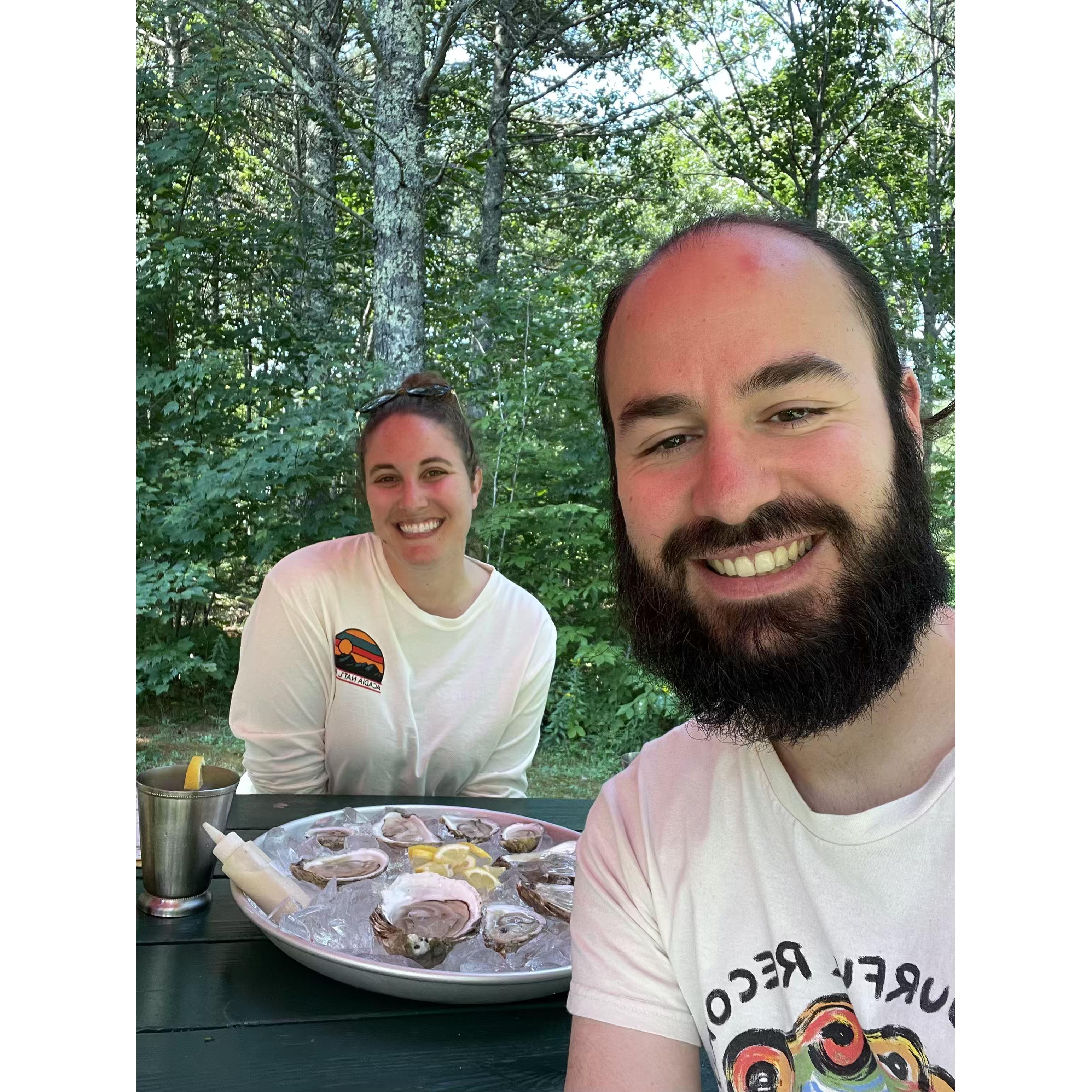 Stopping for river oysters on a road trip in Maine.