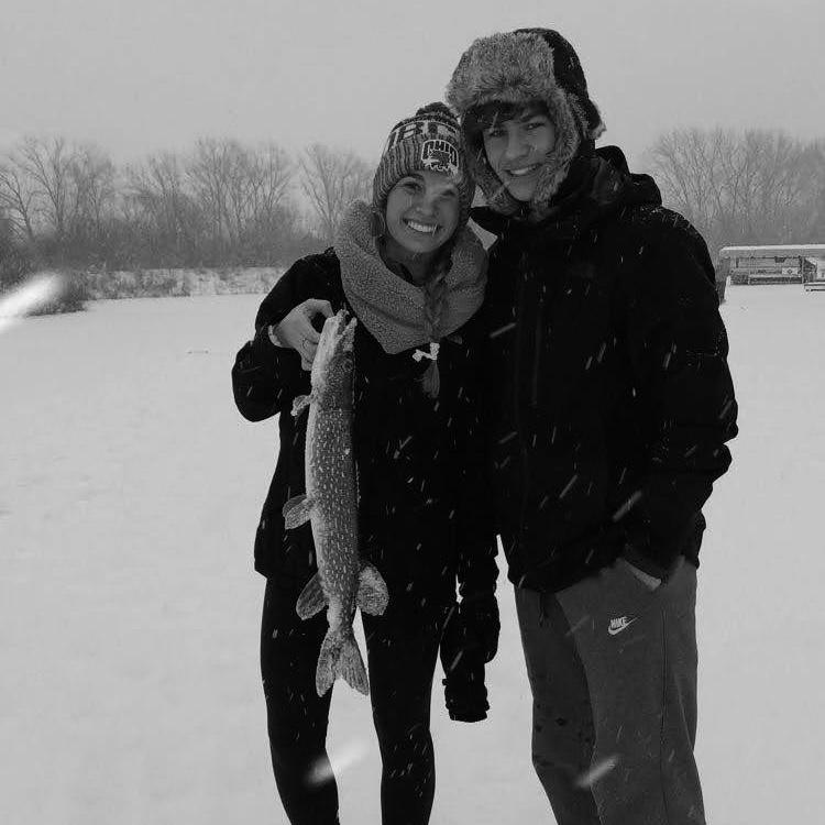 Ryan first ice fishing catch - 2019