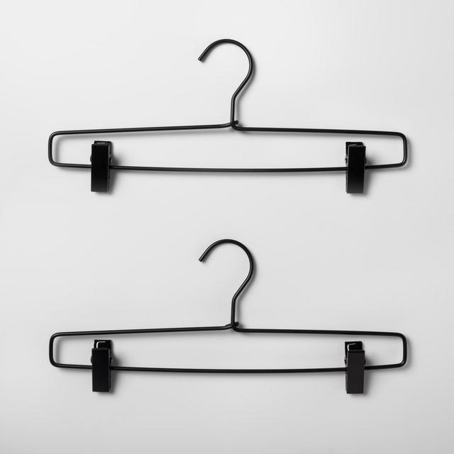 2pk Metal Pant Hangers with Clips Black - Brightroom™