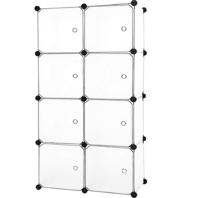 C&AHOME - DIY 8 Cube Organizer Storage Cabinet Wardrobe Closet with Door, Semitransparent