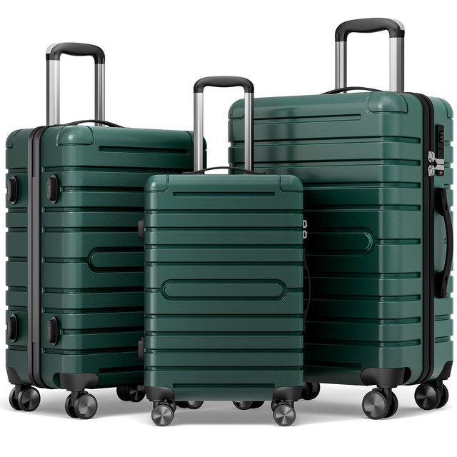 Holiday Travel Gift 3-Piece Luggage Set with PC+ABS Hardshell, TSA Lock, YKK Zippers, – Black Friday & Christmas Deal