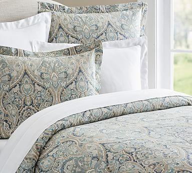 Mackenna Paisley Percale Duvet Cover & Shams - Blue