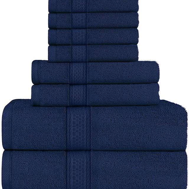 Utopia Towels Navy Blue Towel Set, 2 Bath Towels, 2 Hand Towels, and 4 Washcloths, 600 GSM Ring Spun Cotton Highly Absorbent Towels for Bathroom, Shower Towel, (Pack of 8)