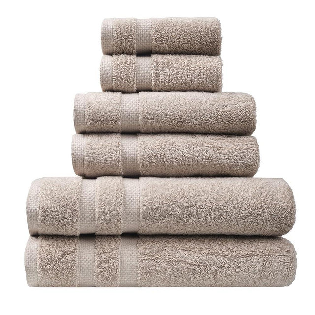 SOFE H&L | Olea Luxury Turkish Cotton Bath Towels Set of 6 : 2 Bath Towels 2 Hand Towels 2 Wash Cloths, Sand | Thick, Premium, Soft, Durable, Absorbent - Hotel Quality Towel Sets for Bathroom