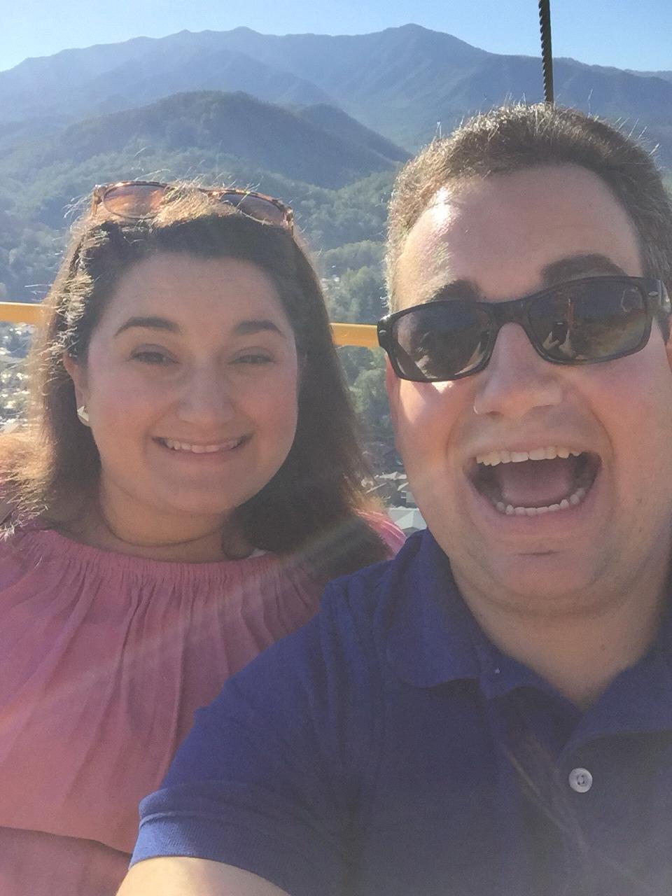 In Gatlinburg on a ski lift