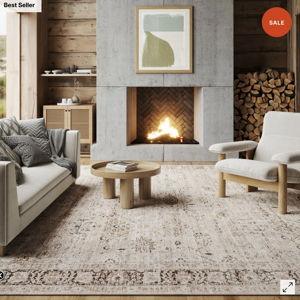 Bayberry Spill Proof Vintage Washable Rug | Sand