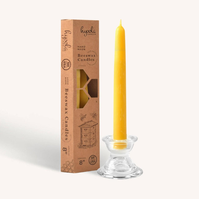 Hyoola - Yellow Beeswax Candles - 8 inch - 4 Pack