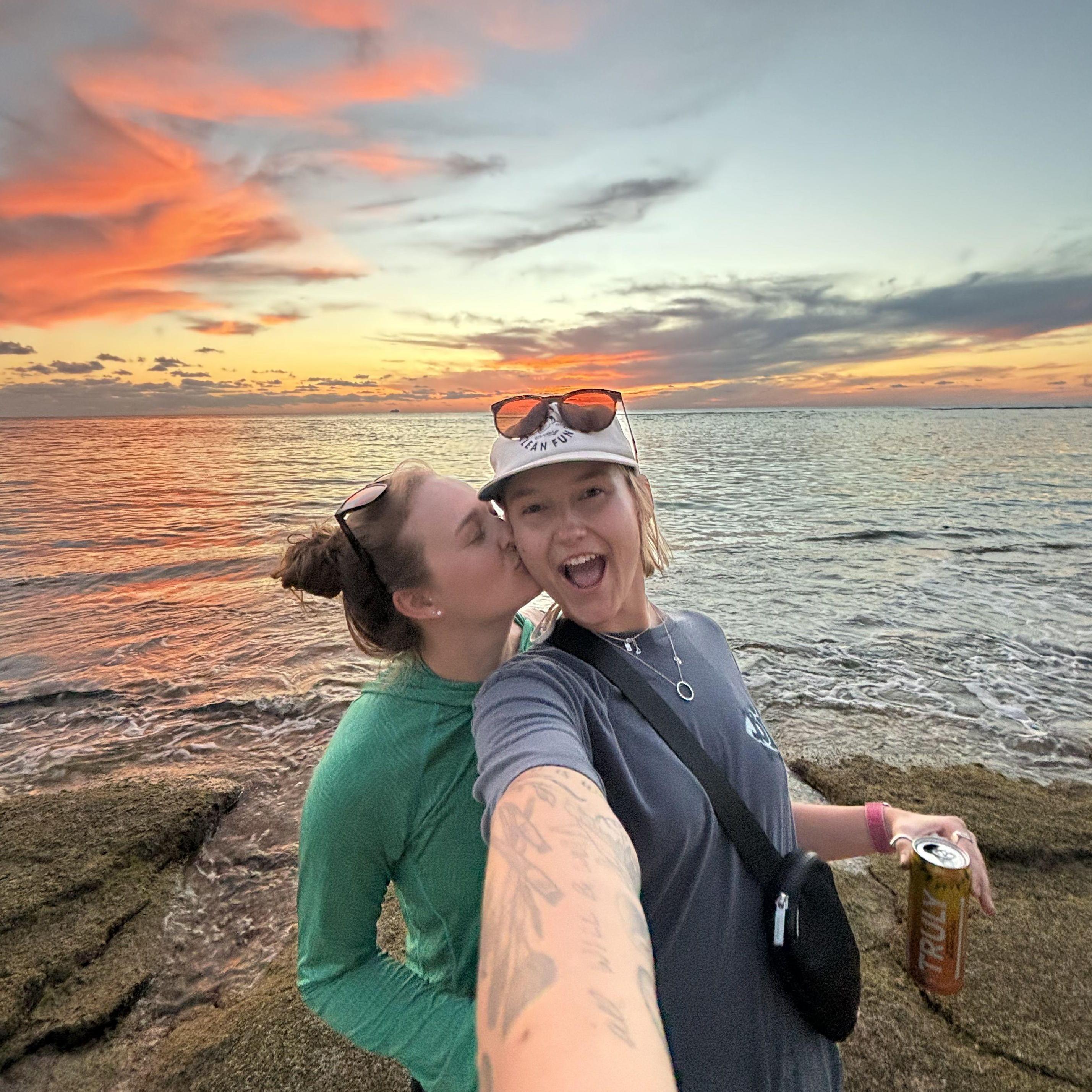 Also from our first trip to Bimini. Watched the sunset together and looked for shells. April 2024.