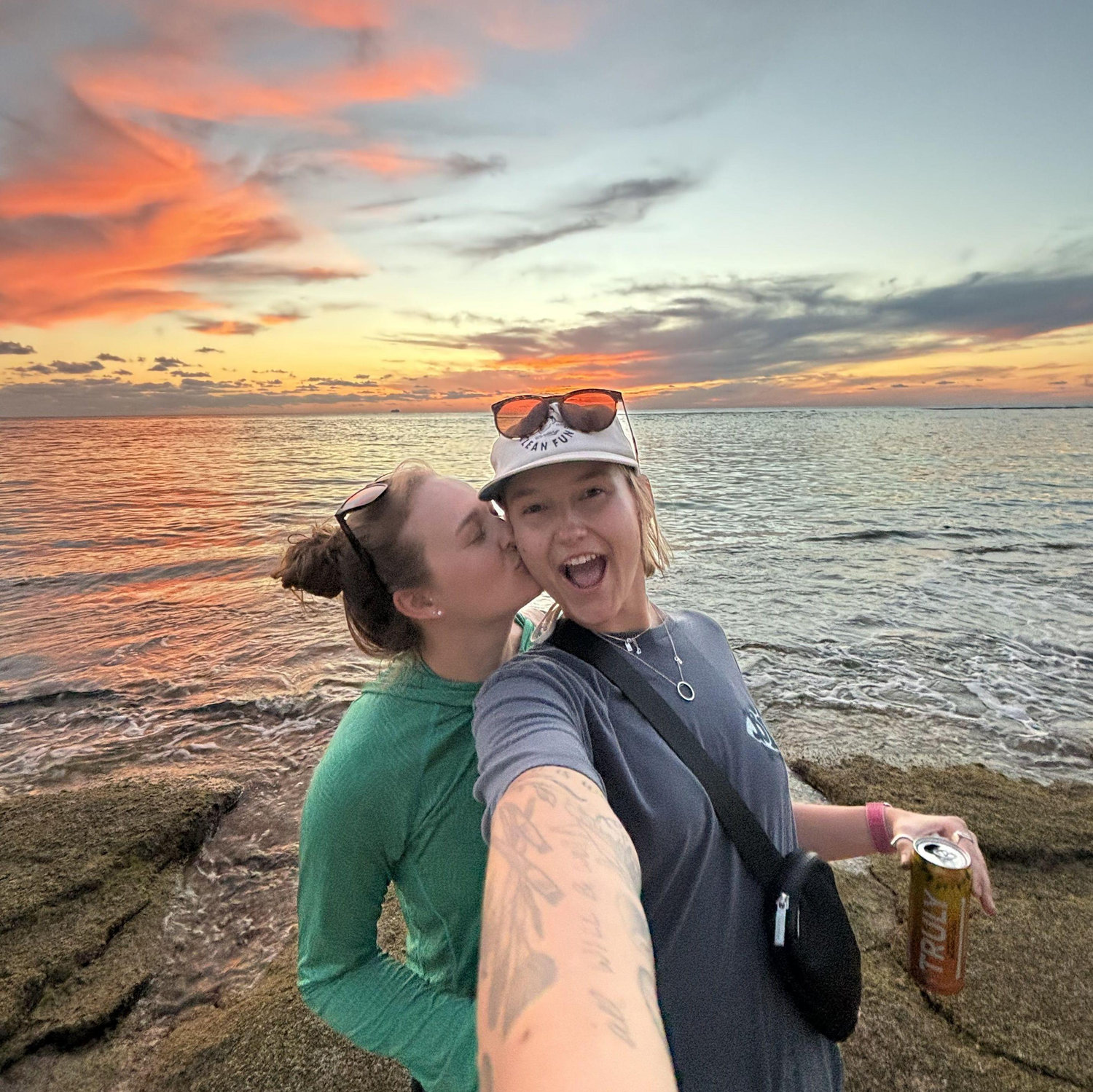 Also from our first trip to Bimini. Watched the sunset together and looked for shells. April 2024.