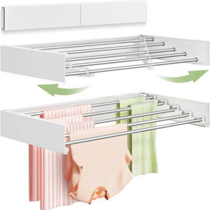 White Wall Mounted Clothes Drying Rack 32"