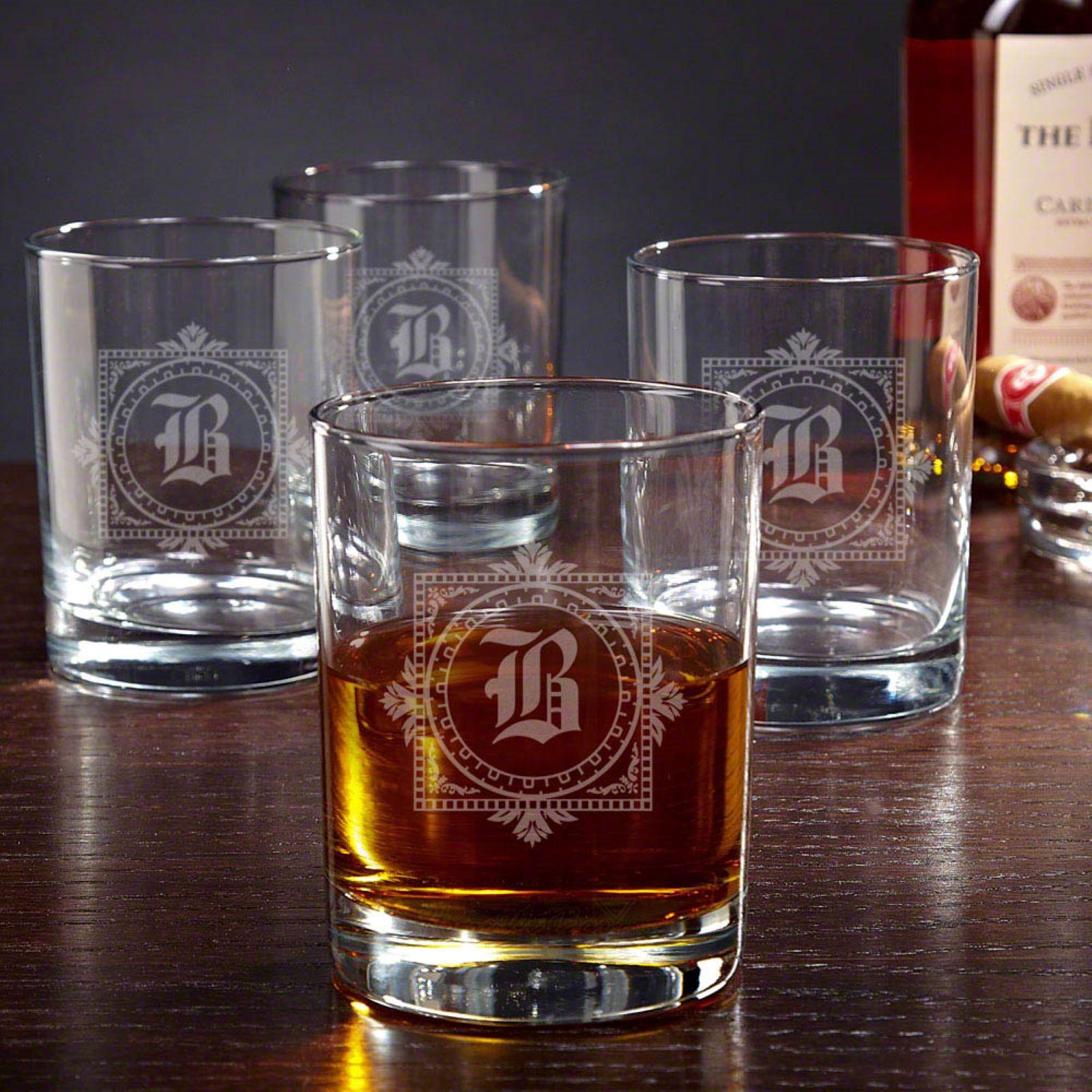 Personalized Buckman Whiskey Glasses, Set of 4