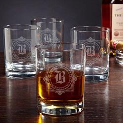 Buckman Classic Monogram Whiskey Glasses Set of 4