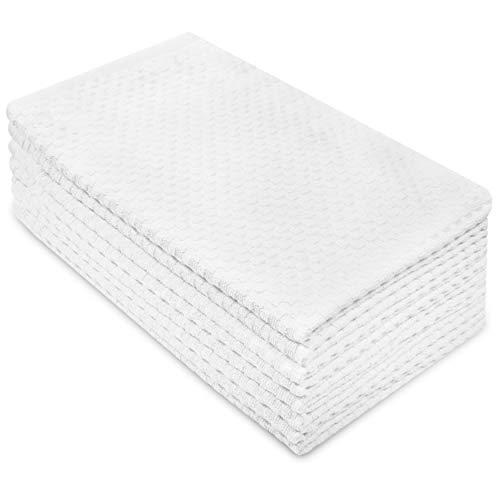 COTTON CRAFT - 8 Pack - Euro Cafe Waffle Weave Terry Kitchen Towels - 16x28 Inches - White - 400 GSM Quality - 100% Ringspun 2 Ply Cotton - Highly Absorbent Low Lint - Multi Purpose