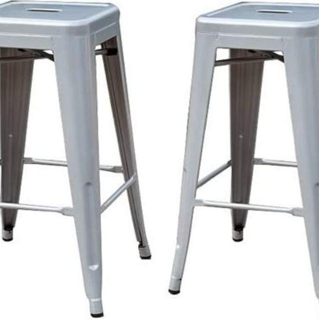 Sunjoy Group (#S-DNC1267PST) Stackable Metal Barstool, Silver, 27", Pack of 2