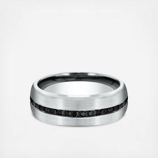 Men's Channel Set Black Diamond Comfort-Fit Wedding Ring