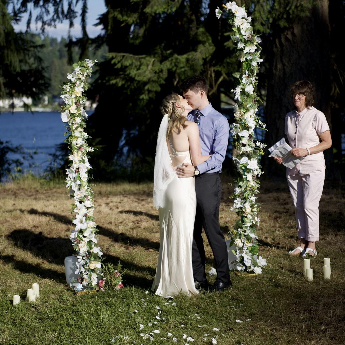 Our first kiss as husband and wife.