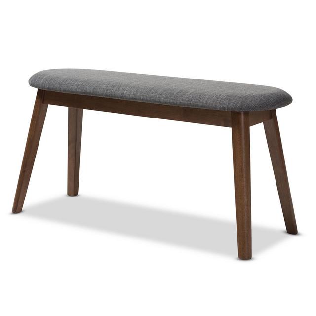 Baxton Studio Easton Mid Century Modern Walnut Finished Wood Fabric Upholstered Bench Dark Gray Brown