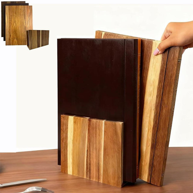Book Cutting Board Set of 3 With Stand, Solid Acacia Cutting Boards That Look Like Books, Decorative Cutting Board Book Set for Kitchen, Unique Book Cutting Boards Gift