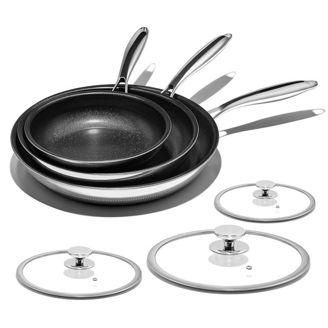 ThierryVuiton Nonstick Frying Pan Set – 8" 10" 12" Titanium Ceramic Skillet with Lid, Stay-Cool Handle,PFAS, PTFE, PFOA-Free, Non-Toxic, Dishwasher & Oven Safe, Compatible with All Cooktops