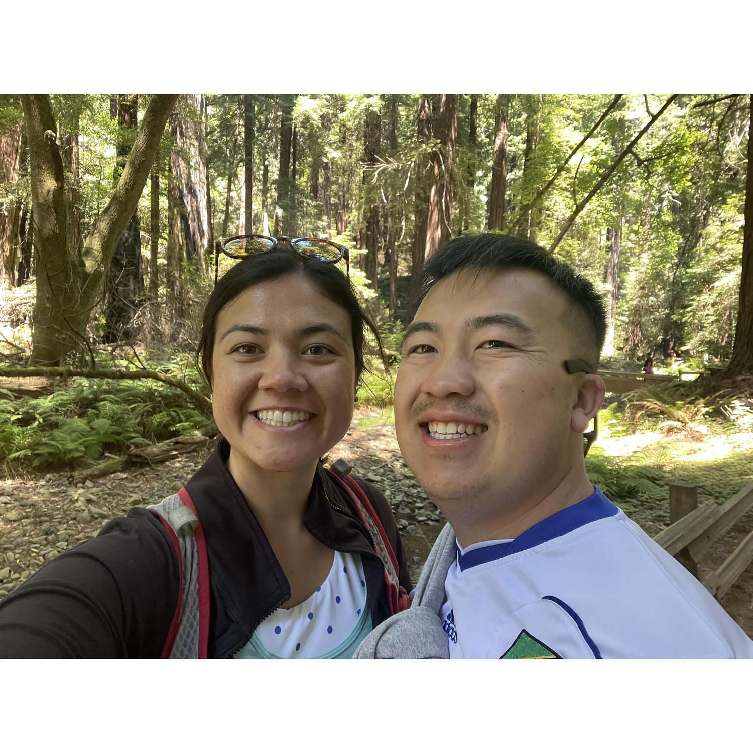 Celebrating our 1 year dating Anniversary hiking in Muir Woods.