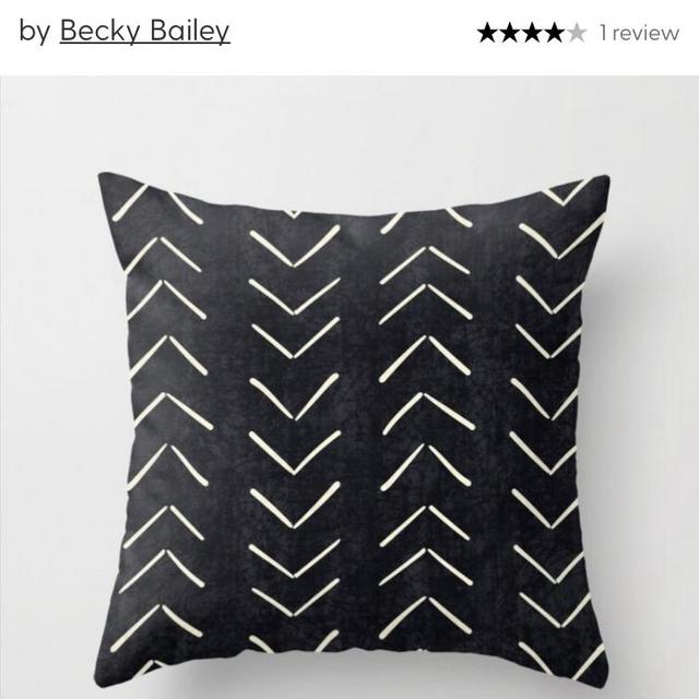 Mudcloth Big Arrows in Black and White Throw Pillow