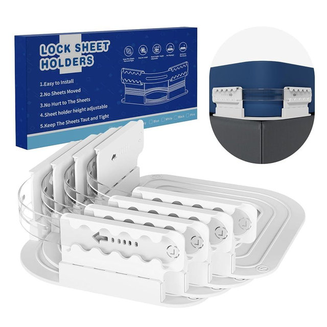 Lock Sheet Holders - 4Pcs Heavy Duty Bed Sheet Straps Keep Sheets Firm & Tight, No More Loose Sheets - Fits Any Size Mattress - White