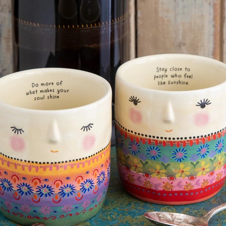 Folk Friend Coffee Mugs, Set of 2