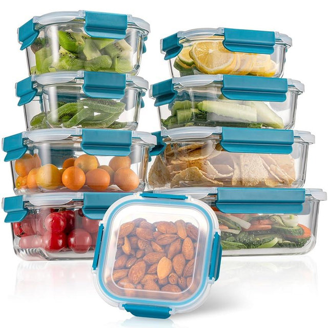 GC GENICOOK Glass Food Storage Containers with Airtight Lids-Glass Meal Prep Containers/Bento Box/Freezer Safe-Glass Lunch Box for Kitchen,Stackable,Large Capacity, BPA Free
