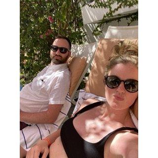 Poolside Miami, but in the shade, because our Irish skin can't friggen handle the burn.