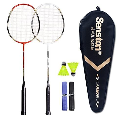 Senston - 2 Player Badminton Racquets Set Double Rackets Carbon Shaft Badminton Racket Set- 1 Carrying Bag Included