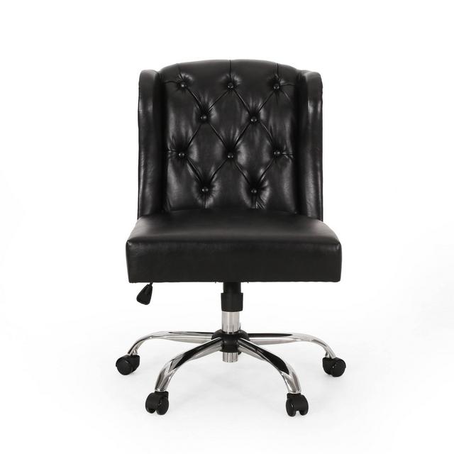 Beltagh Contemporary Wingback Tufted Swivel Office Chair Midnight Black/Chrome - Christopher Knight Home