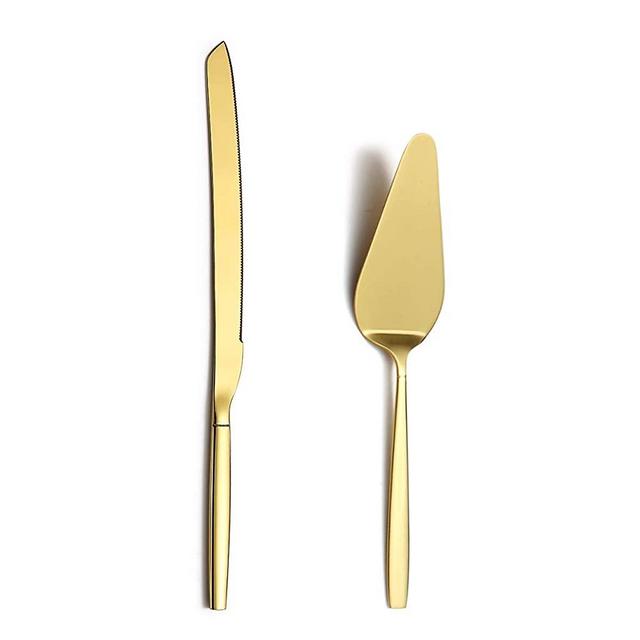 Berglander Gold Cake Pie Pastry Servers, Cake Serving Set,Cake Knife and Server Set Perfect For Wedding, Birthday, Parties and Events