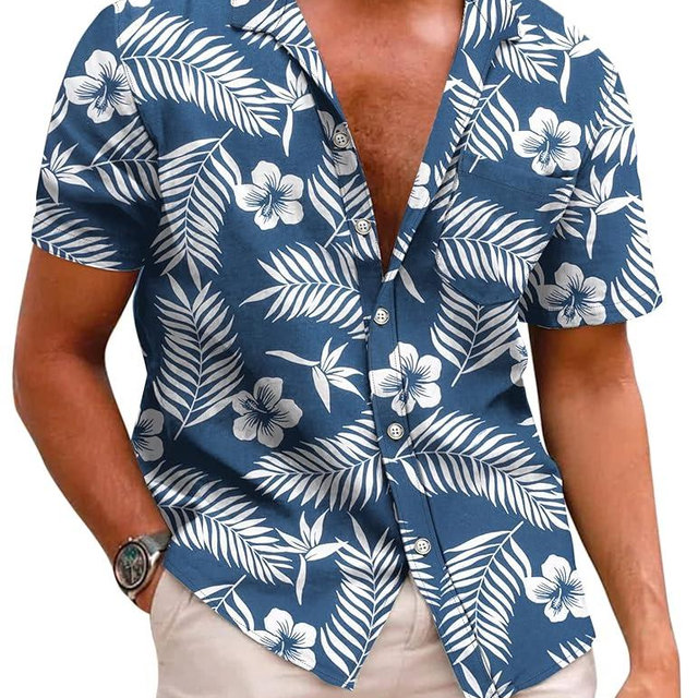 COOFANDY Mens Hawaiian Shirts Short Sleeve Casual Button Down Tropical Beach Shirt