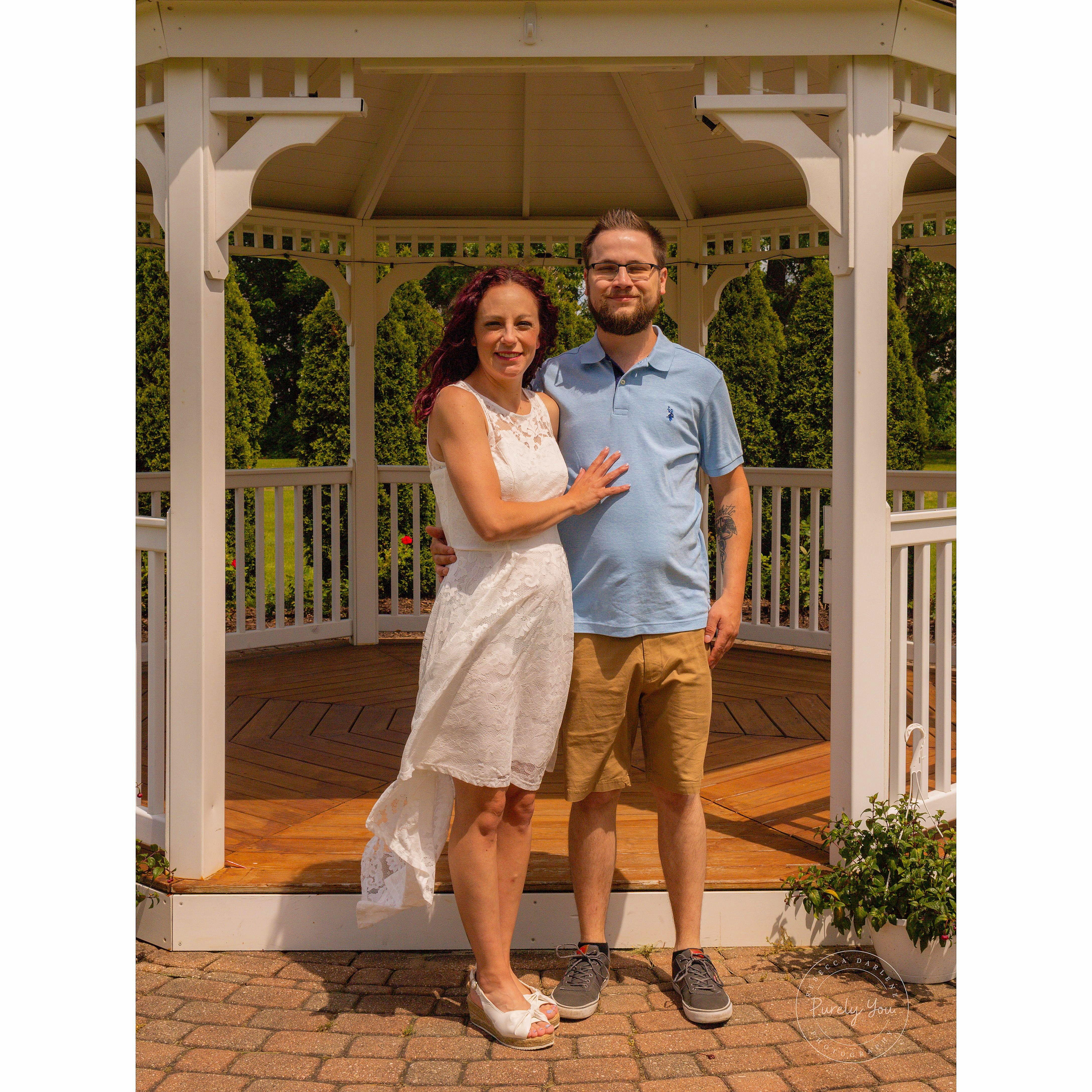 A picture of us after our bridal shower. This is also the spot where we will say I do.